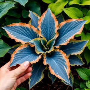 Хоста Океан Вью купить по цене от 960р. в интернет-магазине «Посадика» с доставкой почтой в в Слободскойе и по всей России – [изображение №1].